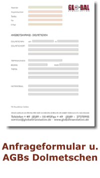 Anfrageformular und AGBs für Dolmetscharbeiten